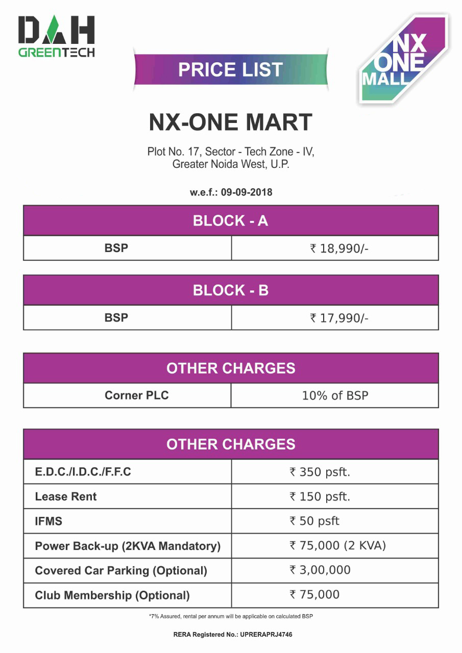 NX One Mart price list
